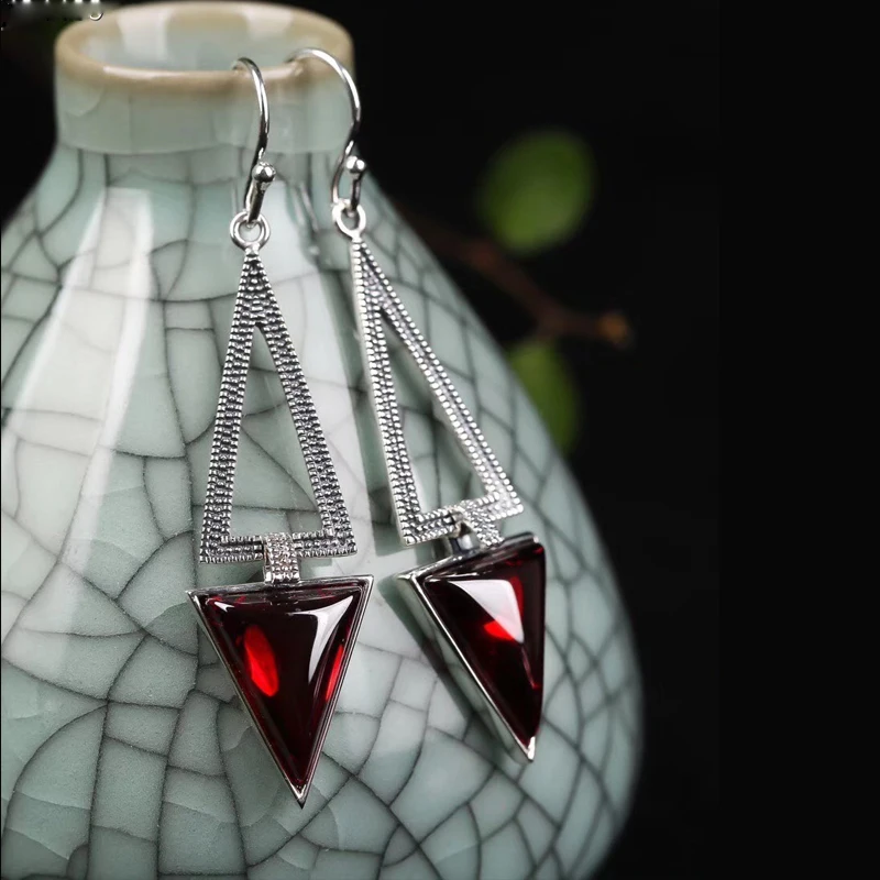 CSJ Винтажные серьги из стерлингового серебра 925 пробы с кварцем тайское серебро