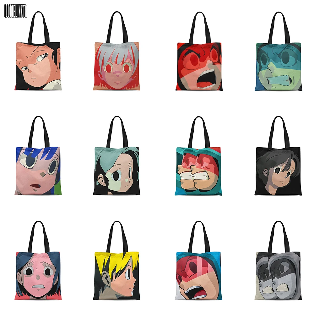 

New Japanese Style Shopping Bag With Cartoon Anime Funny Characters Men Women Handbags Casual Cute Canvas Shoulder Bag шопер