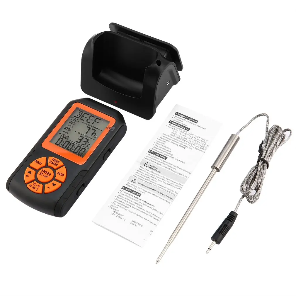 Цифровой дистанционный беспроводной пищевой кухонная печь термометр зонд для