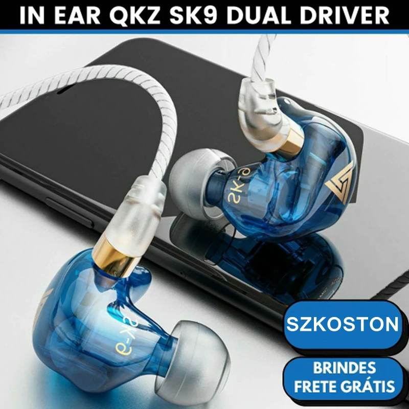 

QKZ SK9 3.5mm Wired Earphone HiFi Stereo Bass Headphones with Microphone Running Headset Gamer Musician Audio Return Earbuds