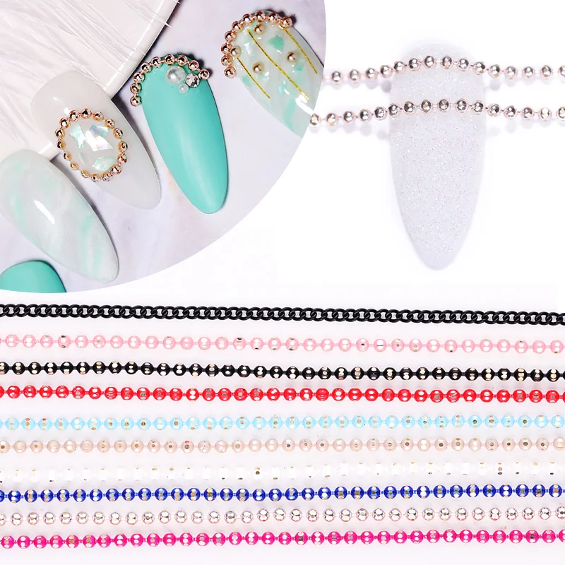 1 шт./пакет 3D украшение для ногтей металлическая цепочка красный синий черный