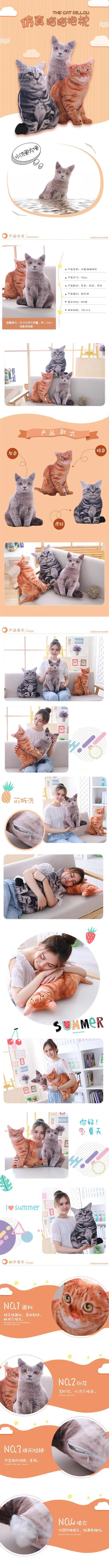 Подушка в форме кошки, 3D, Tabby Hug, плюшевая игрушка для кошки, милая игрушка,, Прямая поставка, домашний декор для общежития