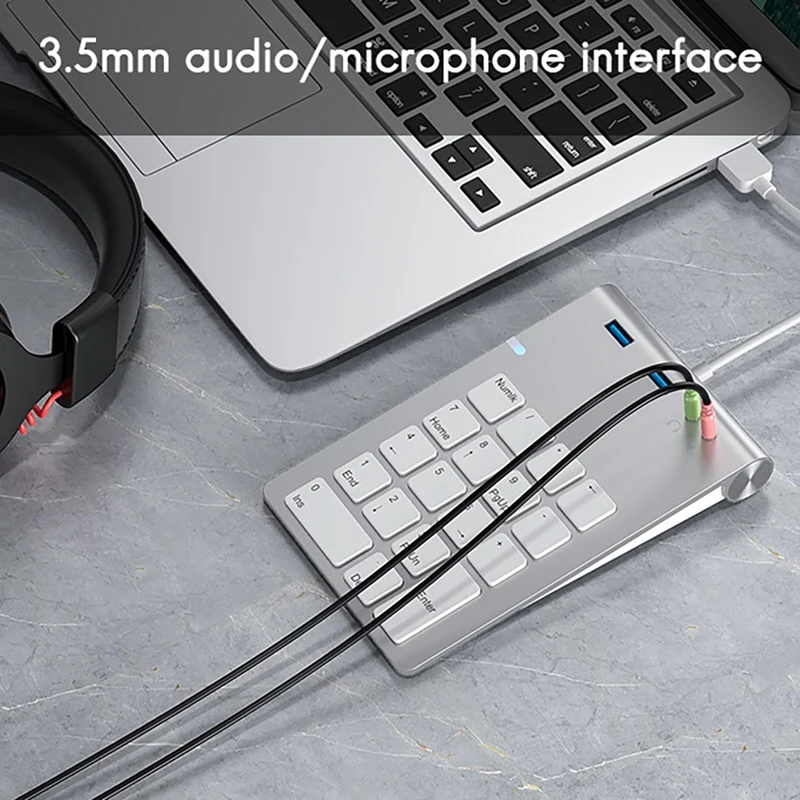 USB Numeric Keypad with USB3.0+3.5mm Audio Interface Hub Multifunctional Accounting Financial Calculator Small Keyboard | Компьютеры и