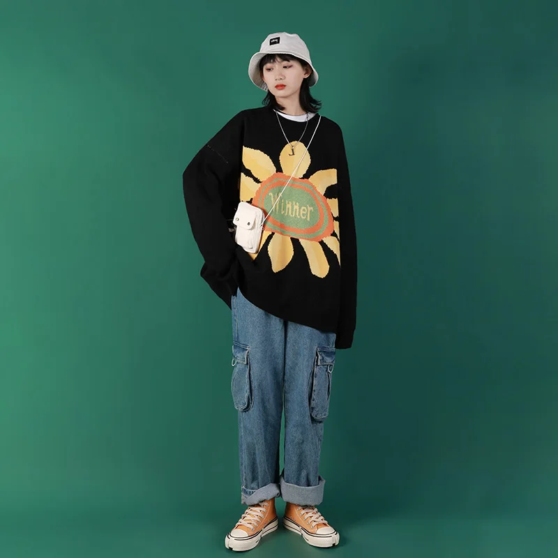 Осенне-зимние свободные свитера для женщин верхняя одежда свитер студентов |