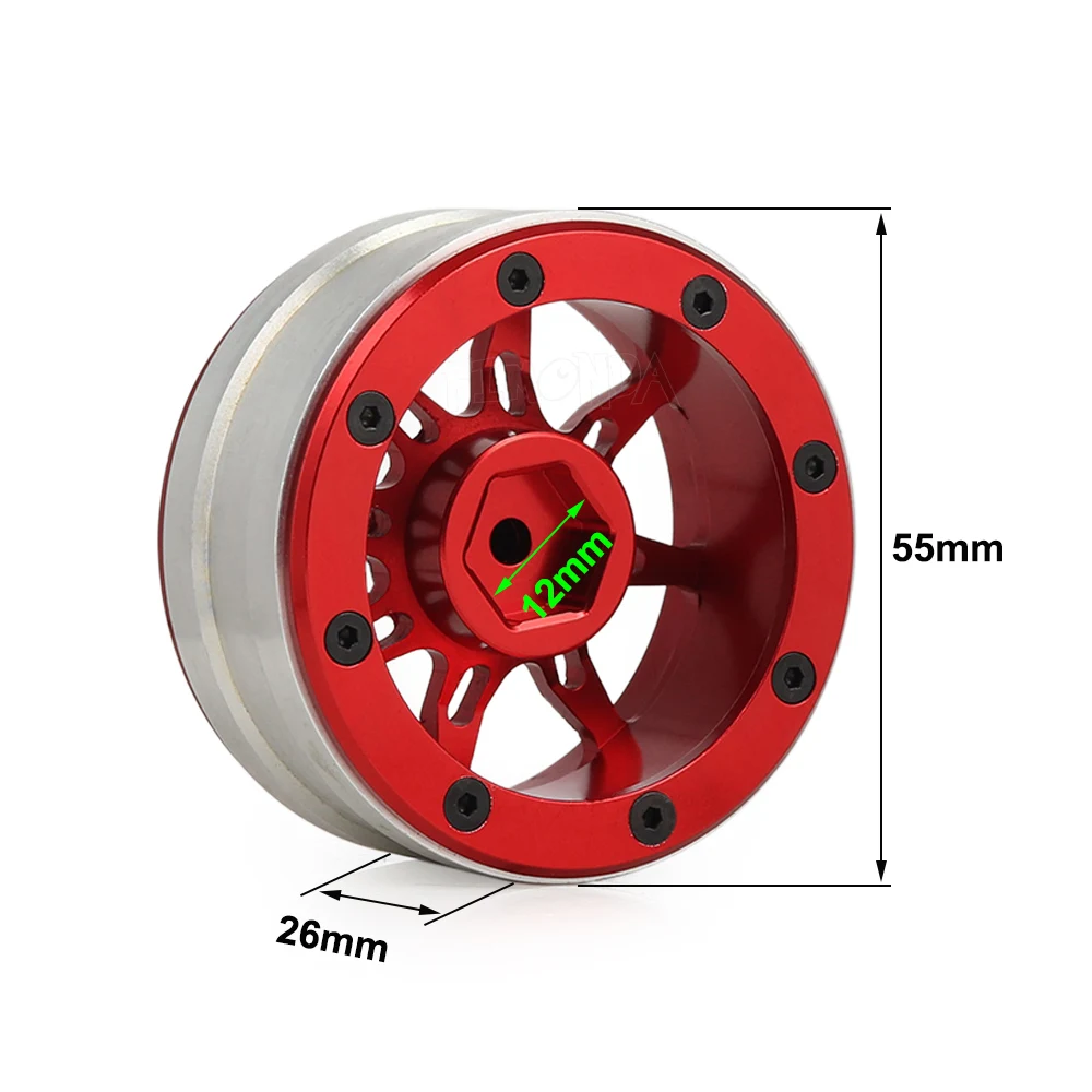 4 шт. алюминиевый сплав 1 9 обод колеса 7 спиц для 1/10 RC Гусеничный осевой SCX10 II 90046