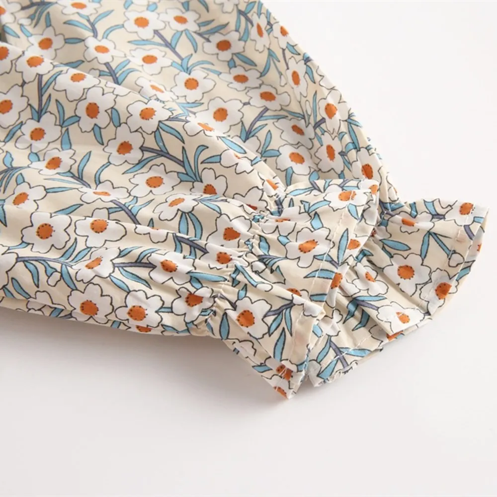 Детское хлопковое боди LILIGIRL для новорожденных с длинными рукавами и цветами|Боди