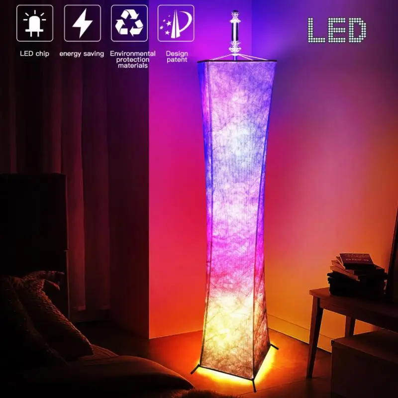 

RGB LED Floor Lamp US EU Modern Corner Light Dimmable Colorful Atmosphere Light For Bar Indoor Room Decor Standing Lamp 52''Tall