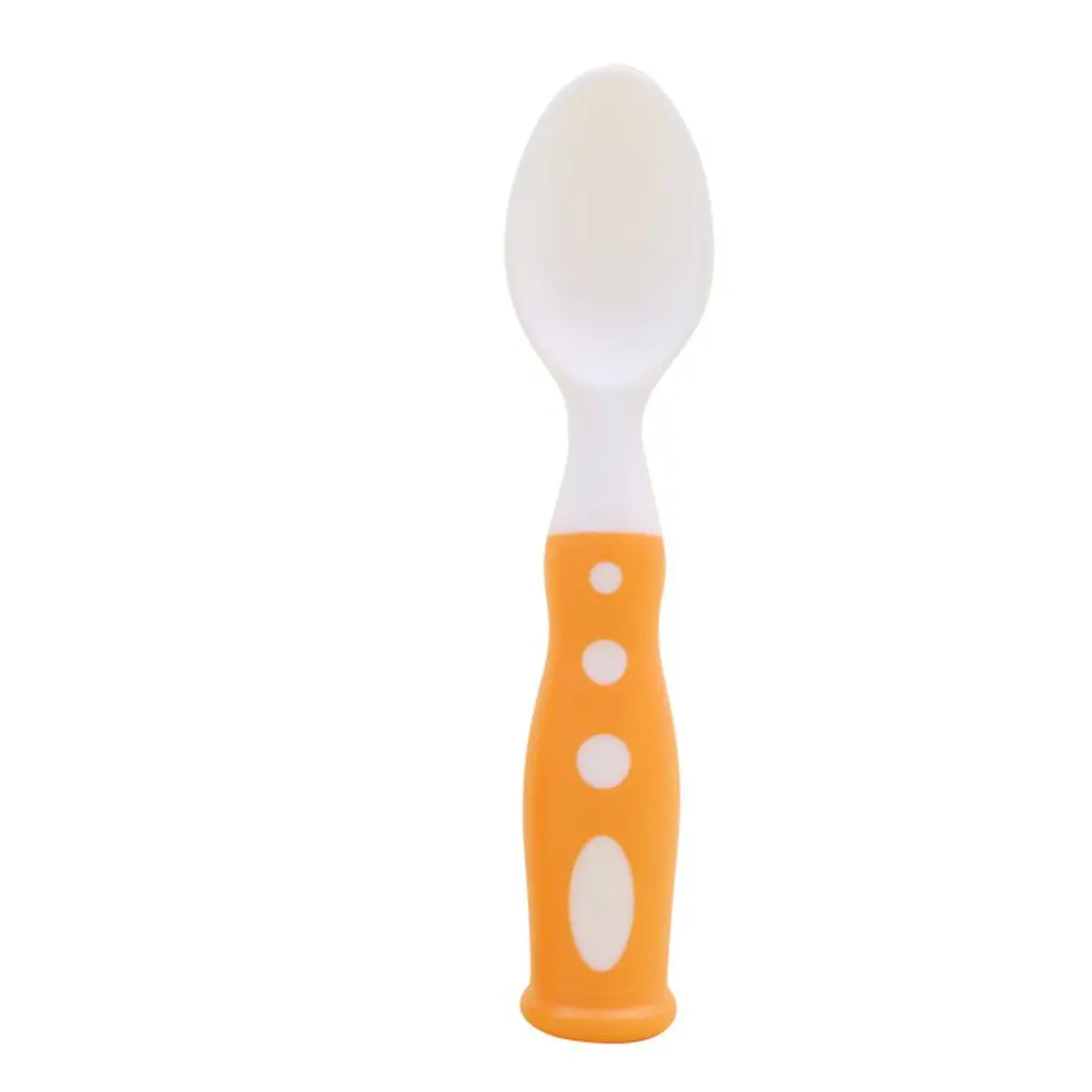 

Easy Clean Double Color Newborn Baby Spoons Fork Soft Silicone Baby Feeding Spoon Safety Utensils Patchwork Children Tableware