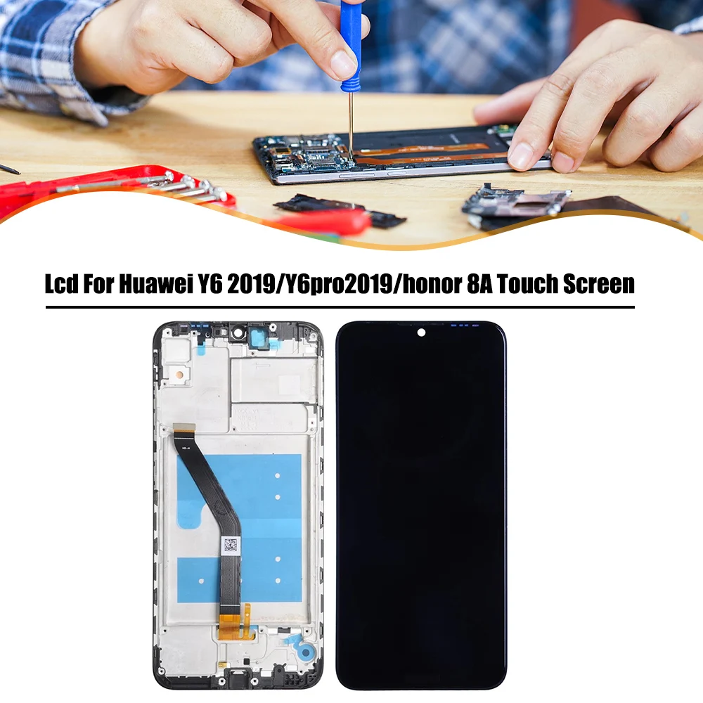 display lcd screen for huawei y6 2019y6pro2019honor 8a replacement with frame touch digitizer assembly mobile phone parts free global shipping
