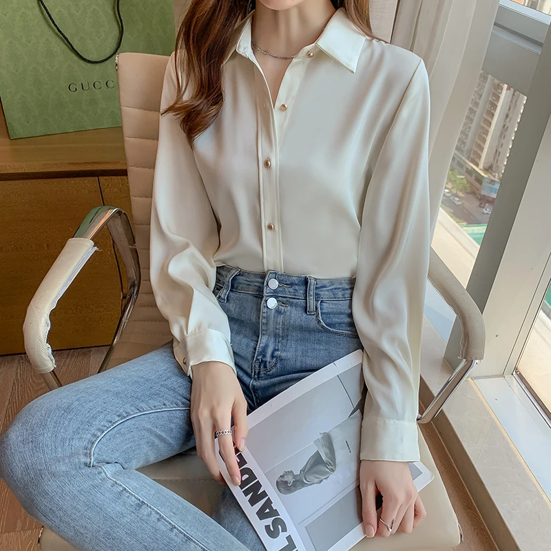 Женские рубашки 2021 осенние элегантные офисные блузки с длинным рукавом во