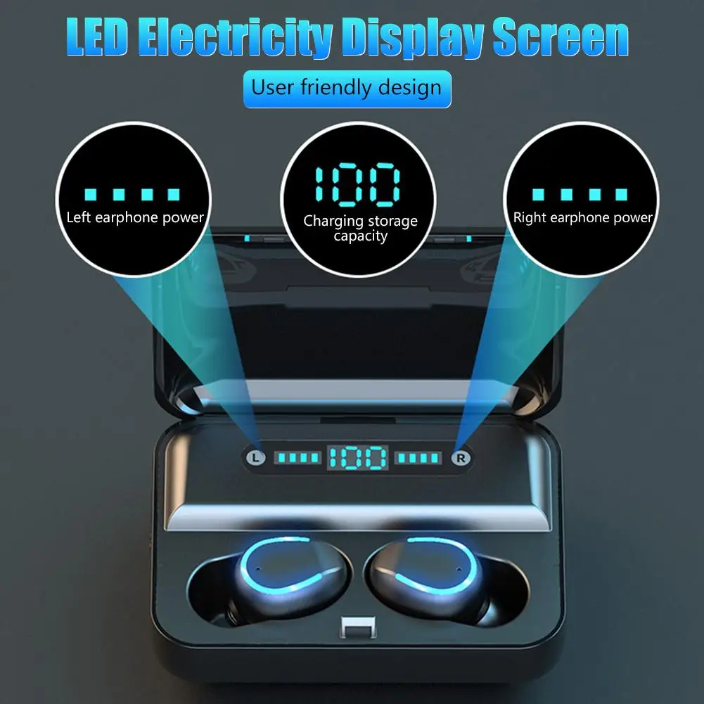 F9 5 TWS Bluetooth V5.0 стереонаушники гарнитура 8D с объемным звуком простая передача