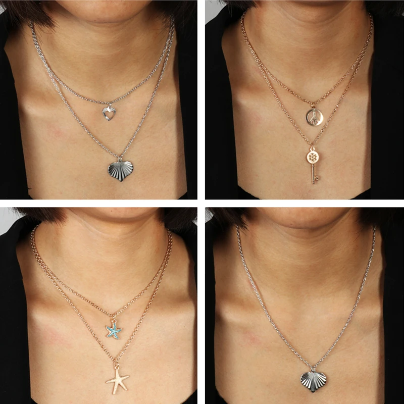 Женская цепочка с подвеской в виде листа Луны хамсы|Колье| |