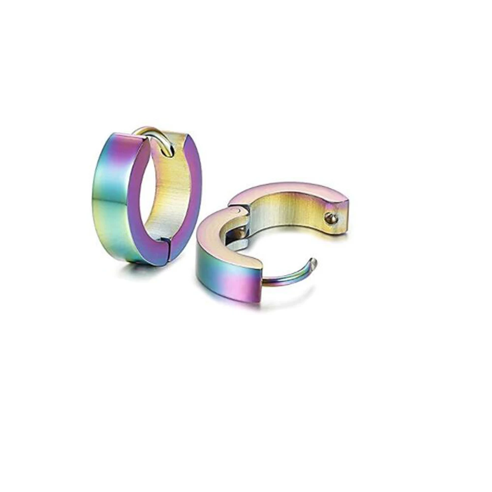 rainbow 2pcs 1-6 пар серьги из нержавеющей стали для мужчин Поддельные Вилки туннели шпилька для уха спираль бар для женщин мужчин серьги-кольца - Окраска металла: rainbow 2pcs
