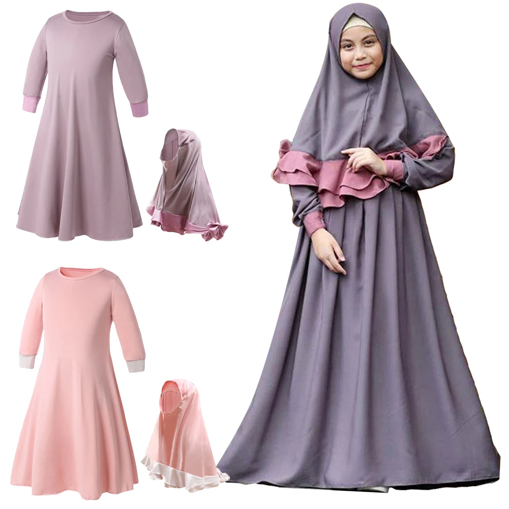 Комплект из двух предметов, традиционная детская одежда, модная детская абайя, мусульманское платье для девочек, джилбаб и абайя, мусульман...