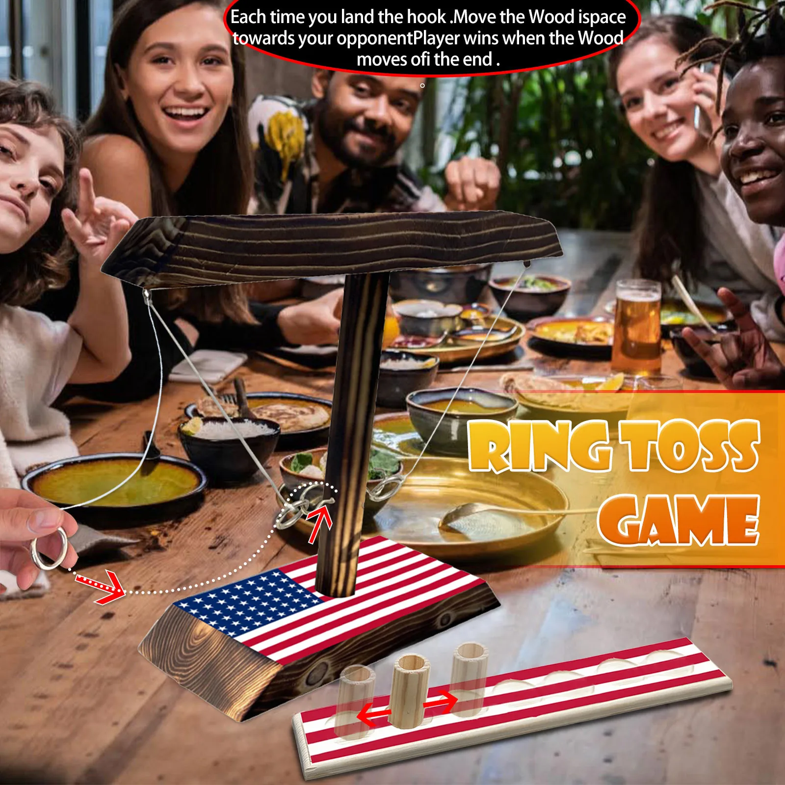 

Handmade Wooden Ring Toss Hooks Fast-paced Interactive Game For Bars Home decoracin de habitacin