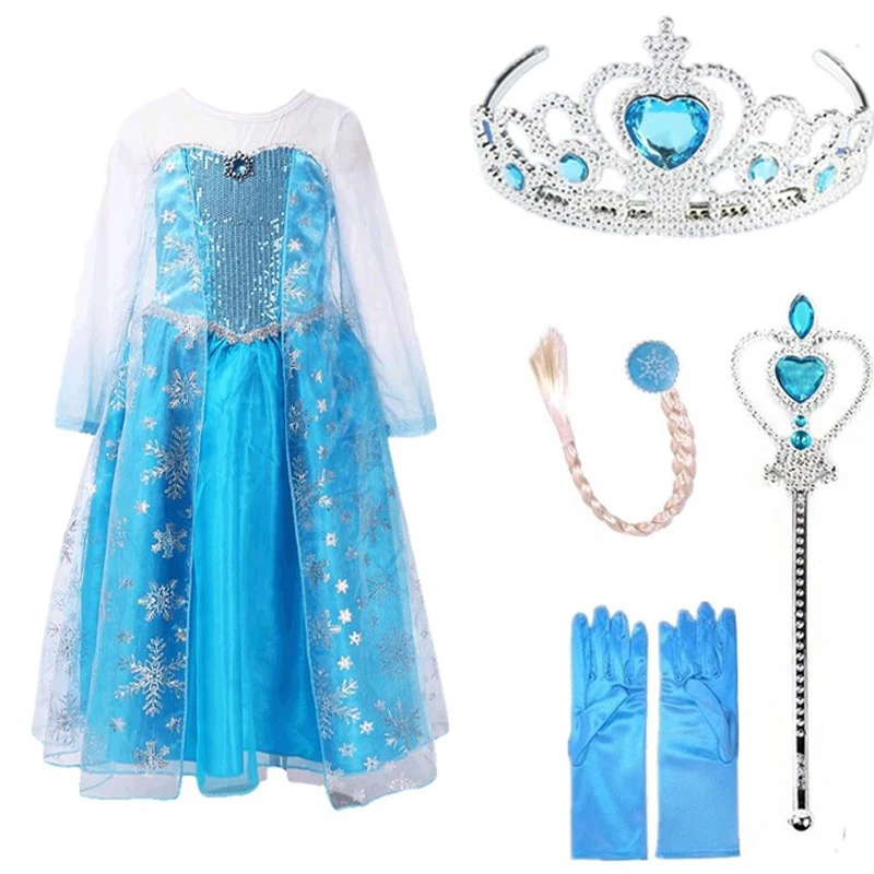 Новинка Платье Эльзы Косплей Снежная королева принцесса Снежинка Анна Эльза