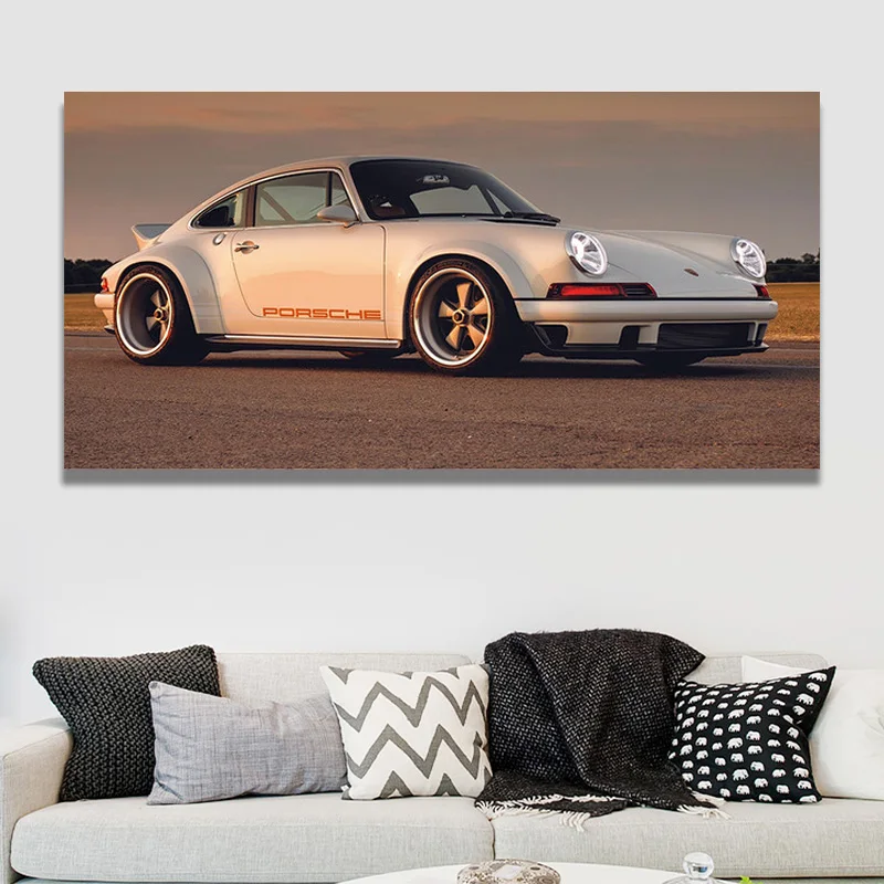 

Modern Art Decorative Paintings Supercars 911 White Car side view Wall Picture Canvas Posters Prints Bedroom Home Decor Unframed