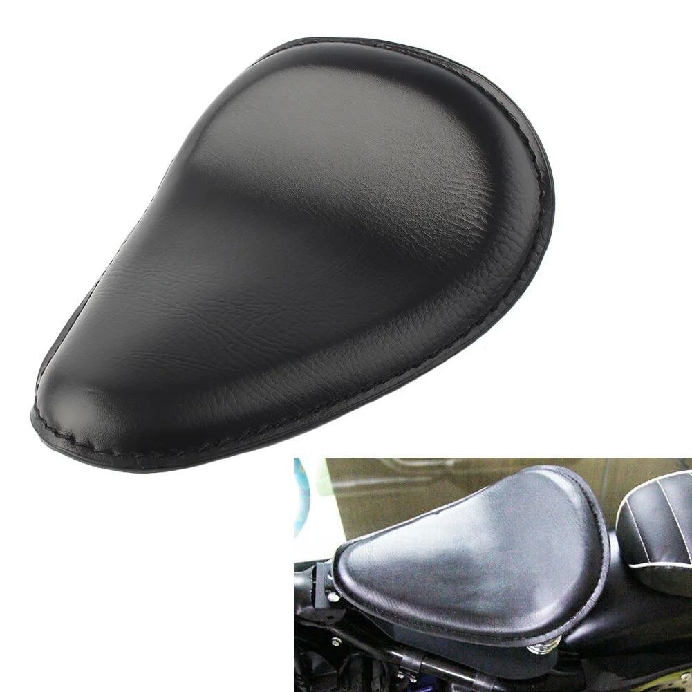 

Мотоциклетное сиденье для водителя, универсальный черный чехол из искусственной кожи для Harley, Honda, Yamaha, Kawasaki, Suzuki Sportster, Bobber, Chopper