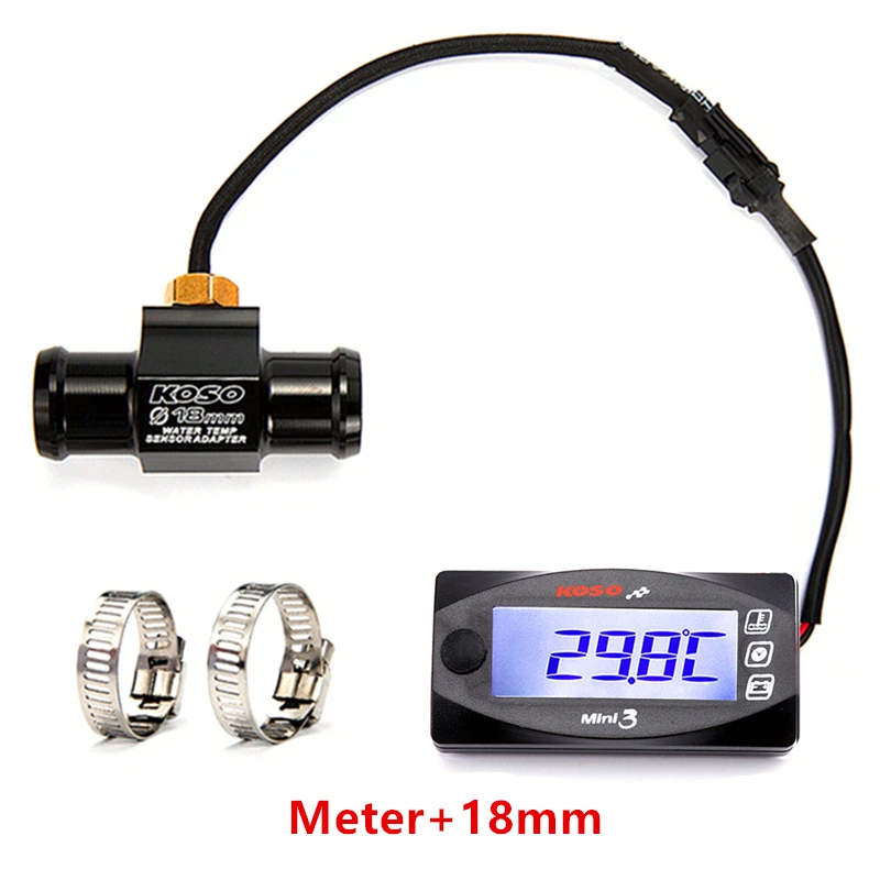 KOSO мотоциклы термометр Вольтметр таймер для YAMXHA NMAX XMAX TMAX Mini3 светодиодный цифровой дисплей Quad квадратный температура воды - Цвет: Meter-18mm