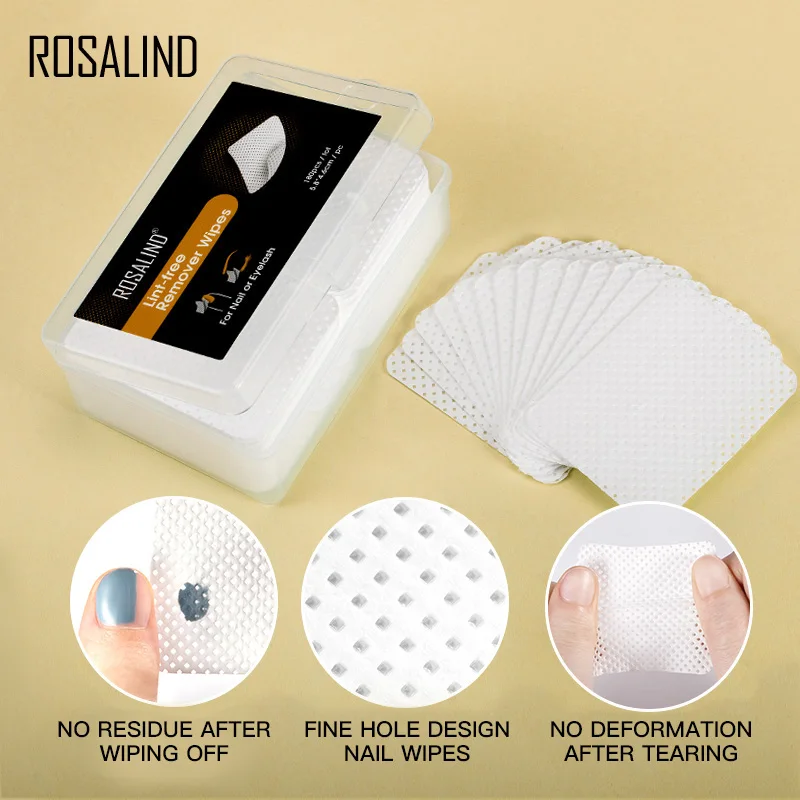 ROSALIND безворсовые салфетки для ногтей обезжириватель удаления Маникюрные Гель