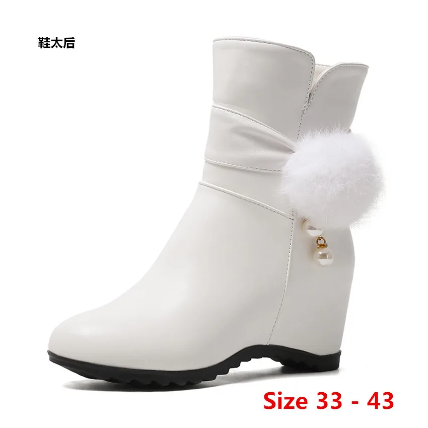 

Женские полусапожки на танкетке, демисезонные ботинки до середины икры, на высоком каблуке, небольшие размеры 33 - 43