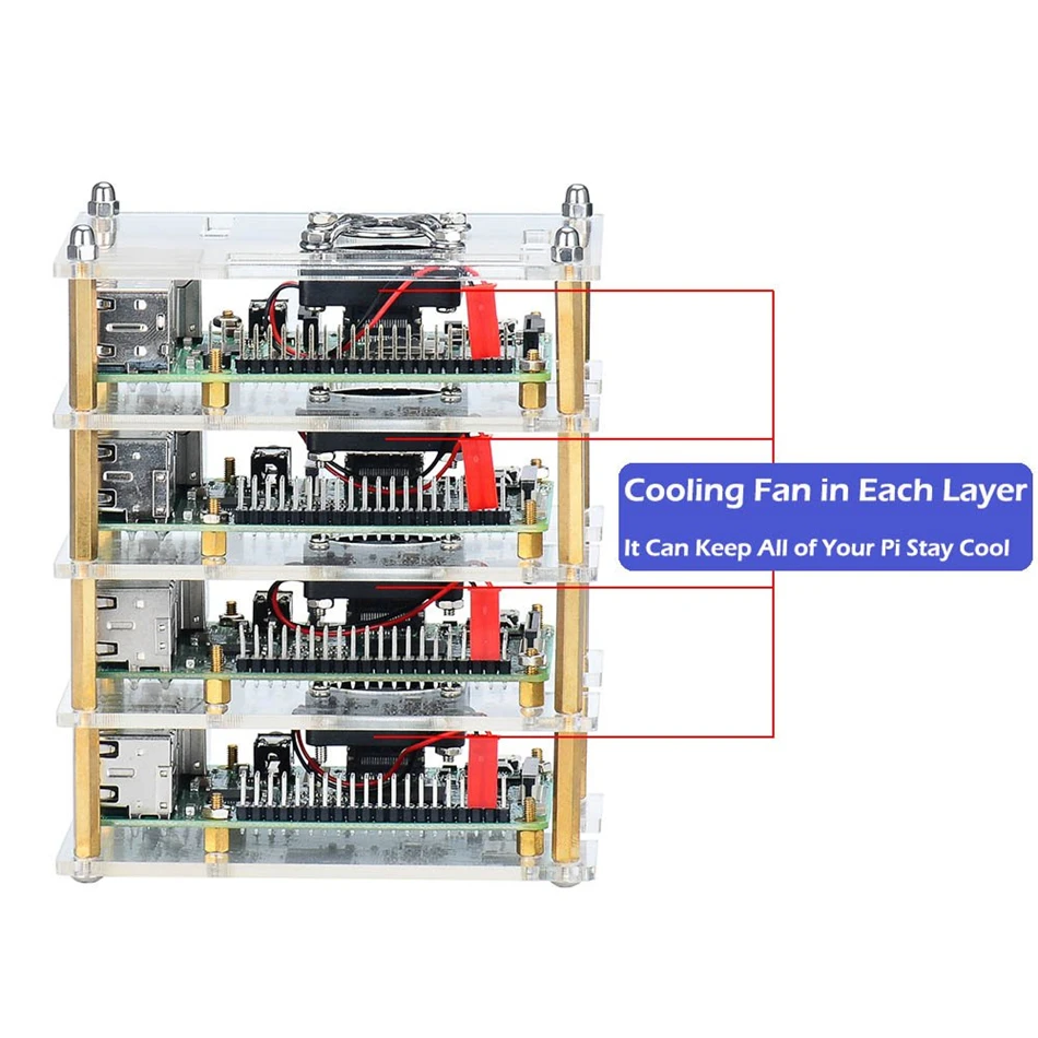Прозрачный акриловый чехол Aokin для Raspberry Pi 4 слойный 4B 3B + 3 Model B 2B +|Аксессуары