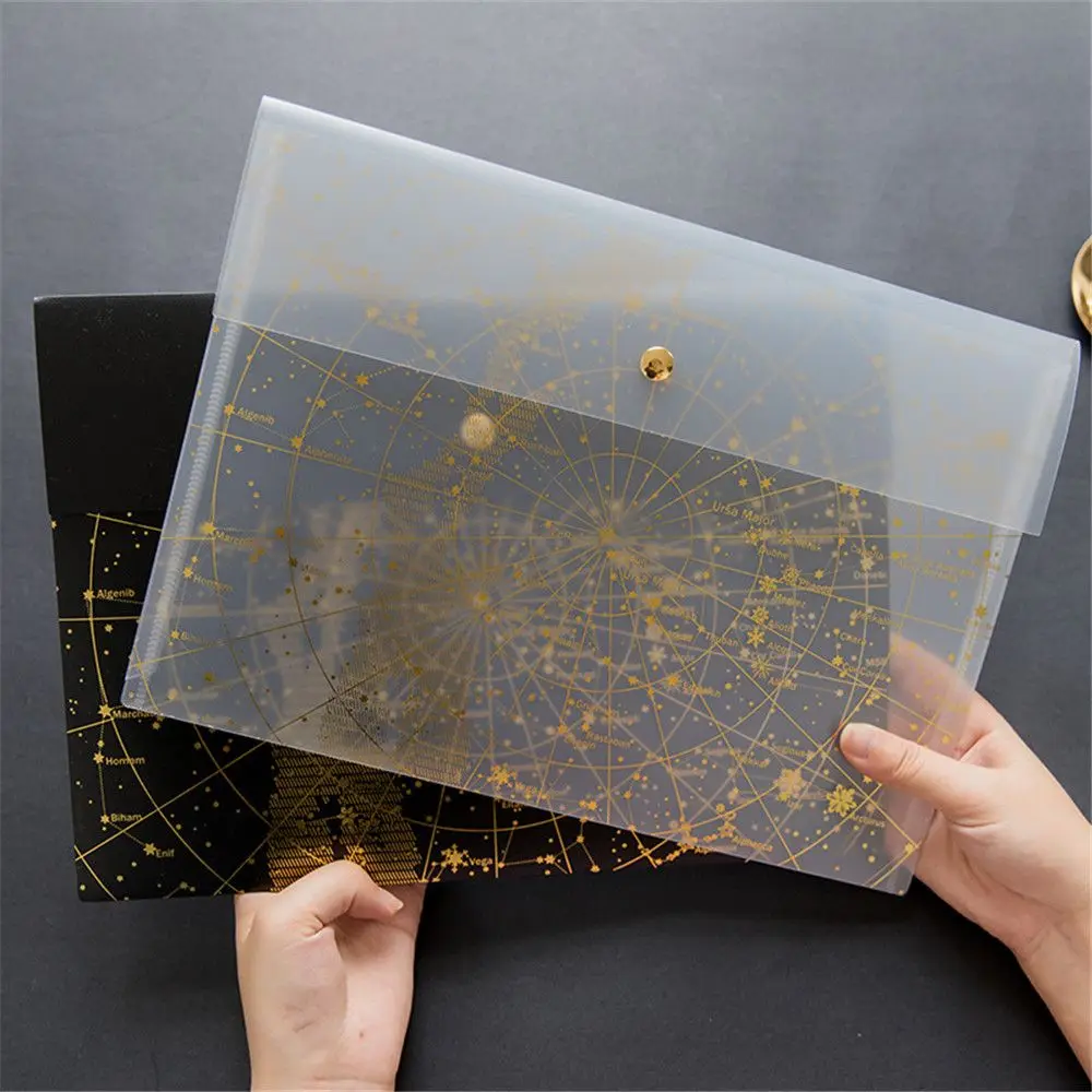 

1 Pc Star Pattern File Bag Button Closure Folder Bag Office Document Bag Bill Folder Certificate Storage Case Briefcases