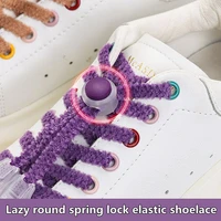 1 pair plush elastic laces sneakers children flat rubber bands shoelace spring lock shoe accessories shoelaces without ties