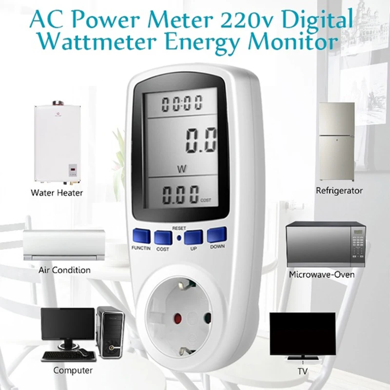 AC 230-250V Мощность цифровой прибор для измерения уровня Дисплей ваттметр с