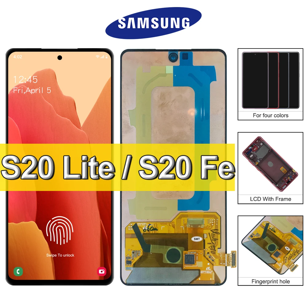 

100% Оригинальный ЖК-дисплей для Samsung Galaxy S20 Fan Edition, сенсорный экран, дигитайзер с рамкой для S20FE 5G S20lite G780F G781F