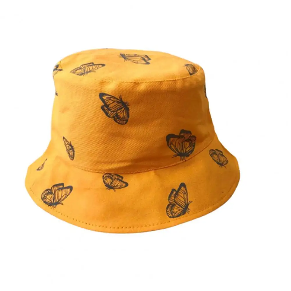 Beautiful Bucket Hat Butterfly Pattern Sun Protection Breathable Unisex Print Double-Side-Wear Reversible Bucket Hat for Travel fashion breathable net and button embellished camouflage pattern bucket hat for men