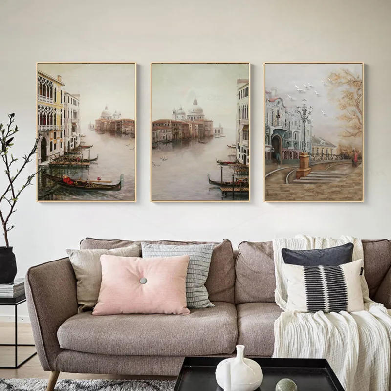 

Vintage Style Landscape Canvas Painting Wall Art Nordic Posters and Prints Wall Pictures for Living Room Decoration Frameless