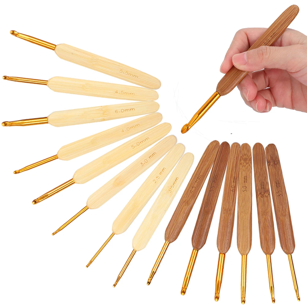 Аксессуары для шитья 14 шт./компл. Золотая головка крючок ручка Тип бамбука