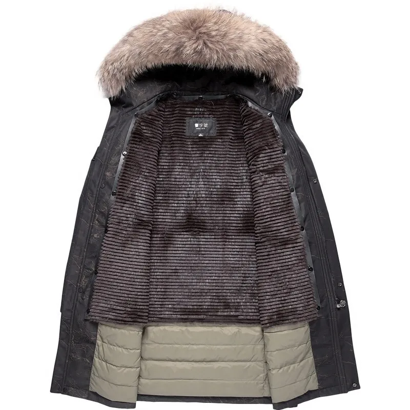 

Winter Parka Jacket Coat Men Natural Raccoon Fur Collar Luxury Duck Down Jackets Parkas Hombre YP18182 YY313