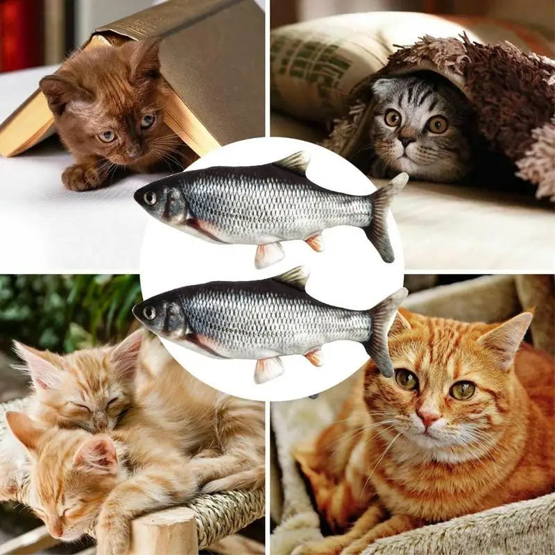 

Cat Toy USB Electric Simulated Fish With Cat Mint Interactive Chew Cat Toy Cat Fish Doll Wagging Fish