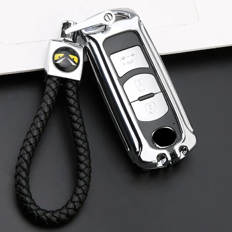 silver rope buckle Цинковый сплав кожаный чехол для ключей чехол Mazda 6 Mazda 3 2 Axela Atenza CX-5 CX5 CX-7 CX-9 - Название цвета: silver rope buckle