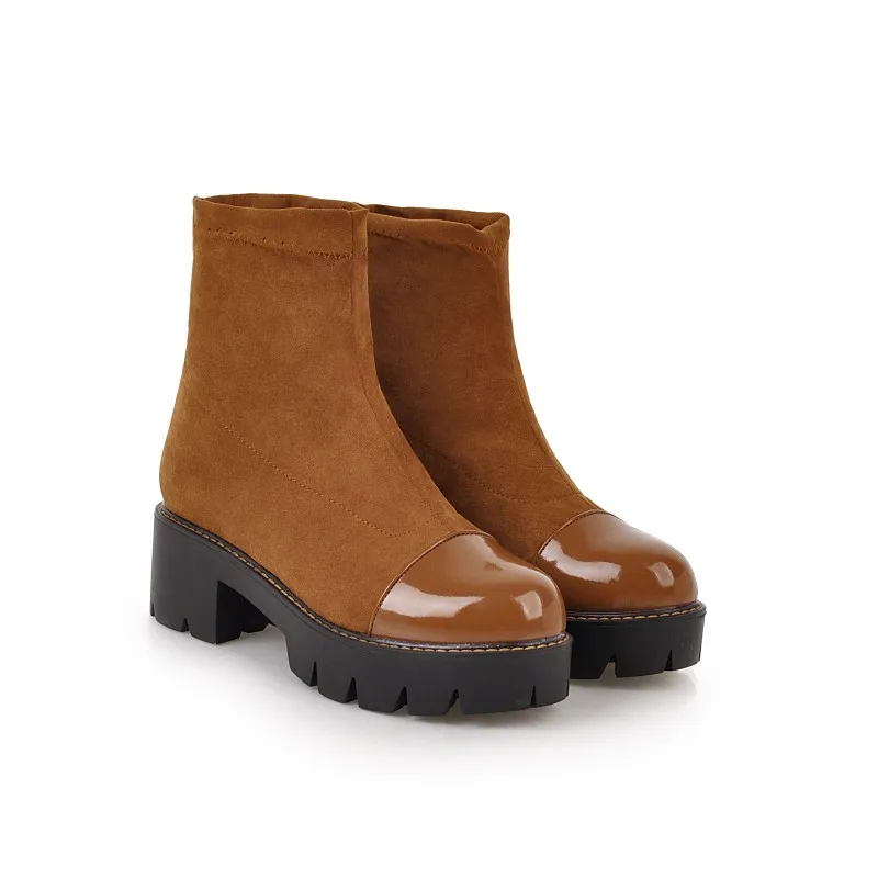 Женские ботильоны с круглым носком водонепроницаемые ботинки на платформе