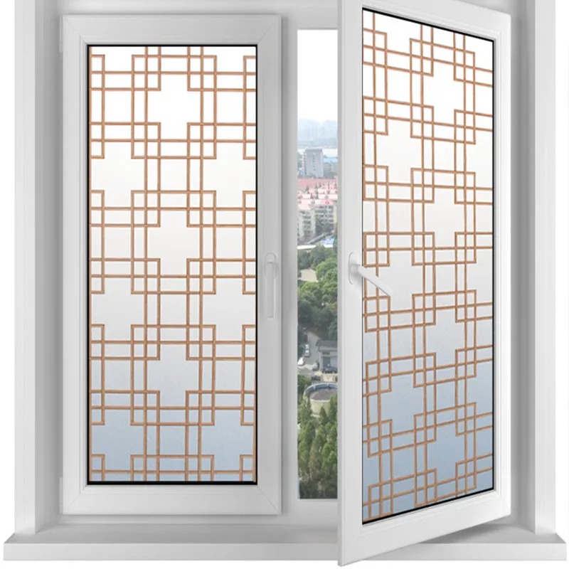 60x200 см Ретро коричневая клетчатая пленка из матового стекла для ванной комнаты