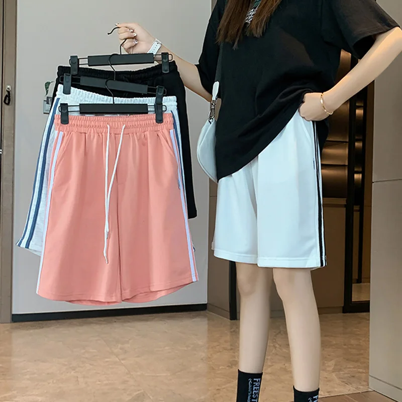 

Shorts Women Summer Wide-leg Knee-length Side stripes Loose jogger Unisex Streetwear Harajuku Womens Leisure Fashion sweatshorts