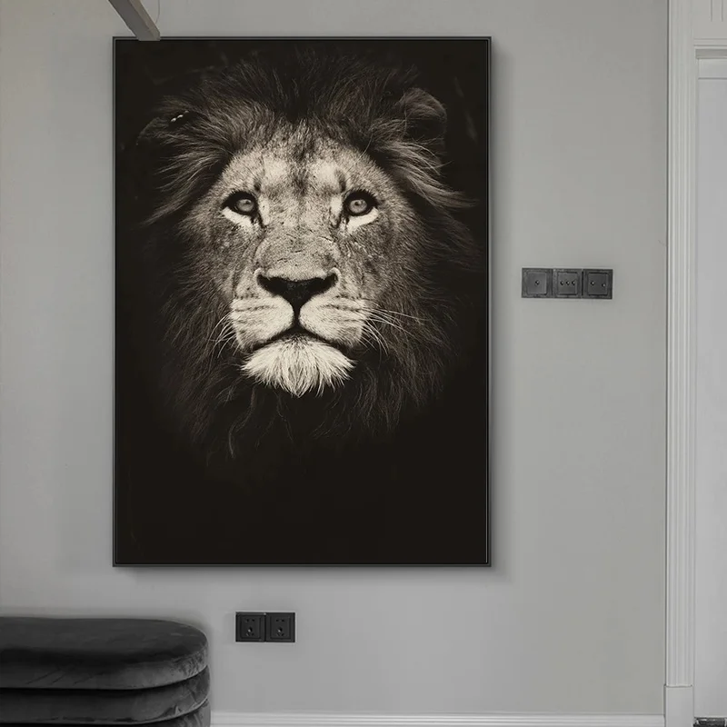 

Lion In The Dark Canvas Art Posters and Prints Animals Wall Art Decorative Pictures African Lion Canvas Painting Home Wall Decor
