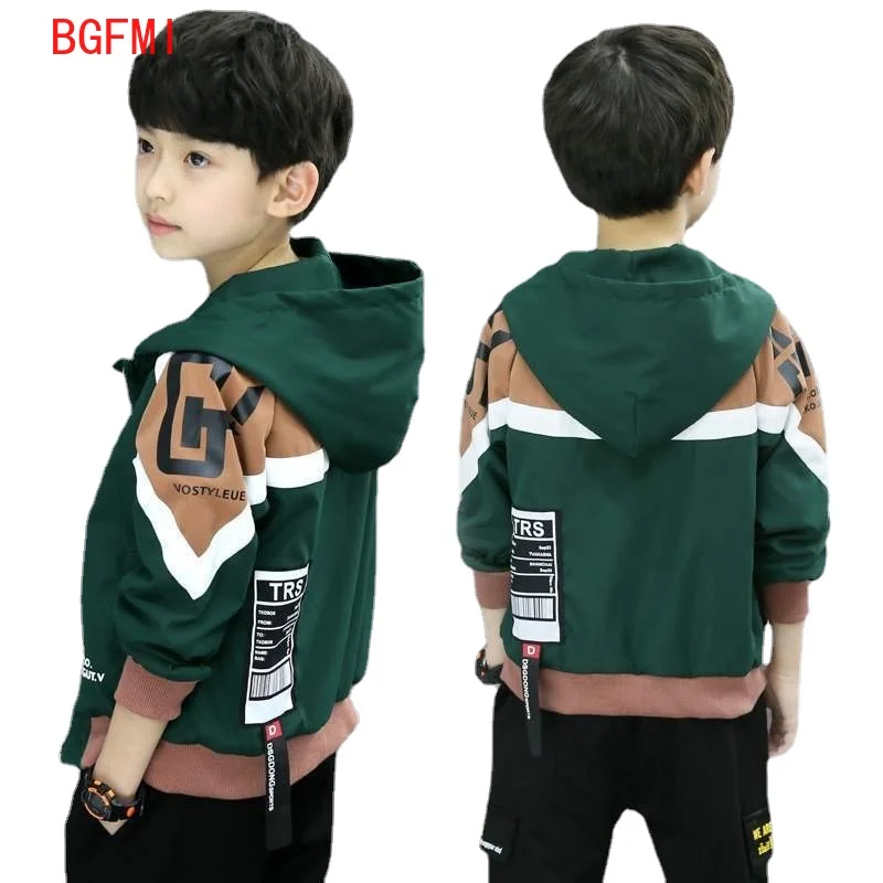 

3 4 5 6 7 8 9 10 Year Spring Autumn Baby Boy Outwear Long Sleeve Jackets Coat Cartoon Letter Print Hooded Coat Outerwear Tops