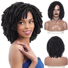 Мягкие короткие синтетические парики для чернокожих женщин, 14 дюймов, высокотемпературное волокно, Дред, Омбре, Берг, вязание крючком, скрученные волосы
