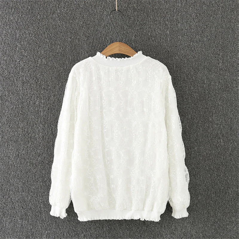 Новинка 2019 толстовка с капюшоном свитер круглым вырезом кружевной пуловер