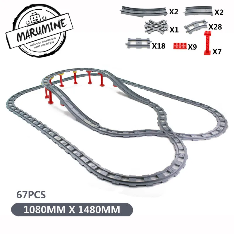 MARUMINE Duplo Ttain Track Railway Transport сборный мостовой автомобиль 56-68 шт Набор строительных блоков большой размер треков кирпичи
