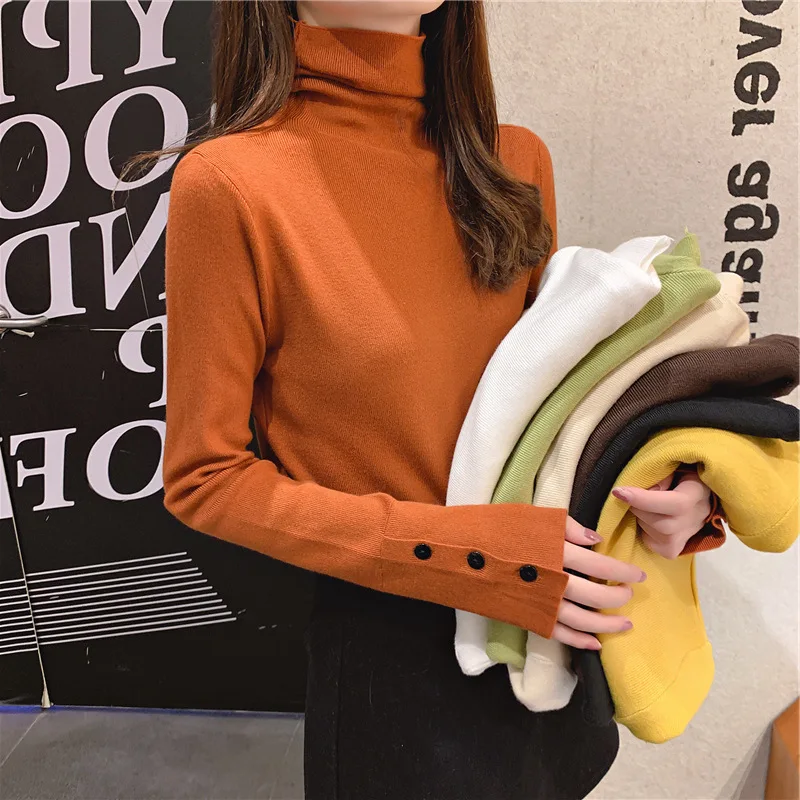 

Women Sweaters 2020 Autumn Winter Turtleneck Tops Korean Slim Women Pullover Knitted Sweater Jumper Soft Warm Pull Femme