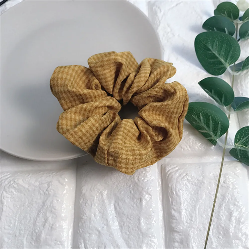 Новинка осенне зимняя тканевая клетчатая резинка для волос очень мягкая