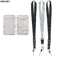 md139 dmlsky marble lanyard keychain keys badge id card mobile phone rope neck straps accessories with id card holder gifts