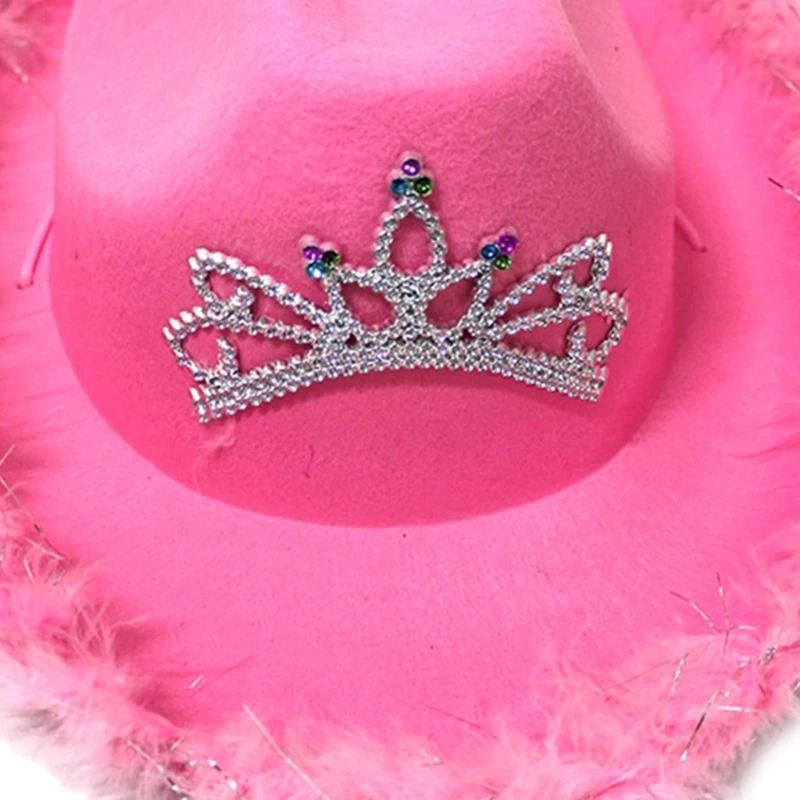 Шляпа-федора из шерсти розового цвета с перьями украшенная блестками - купить по