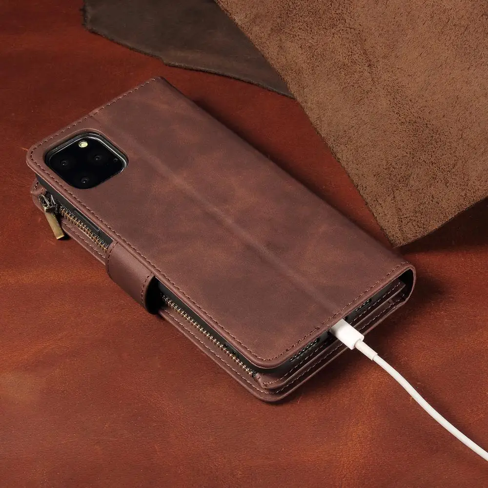 Кошелек на молнии чехол для iPhone 11 Pro Max Роскошный кожаный X XR XS 6 6s 7 8 Plus Fundas телефон