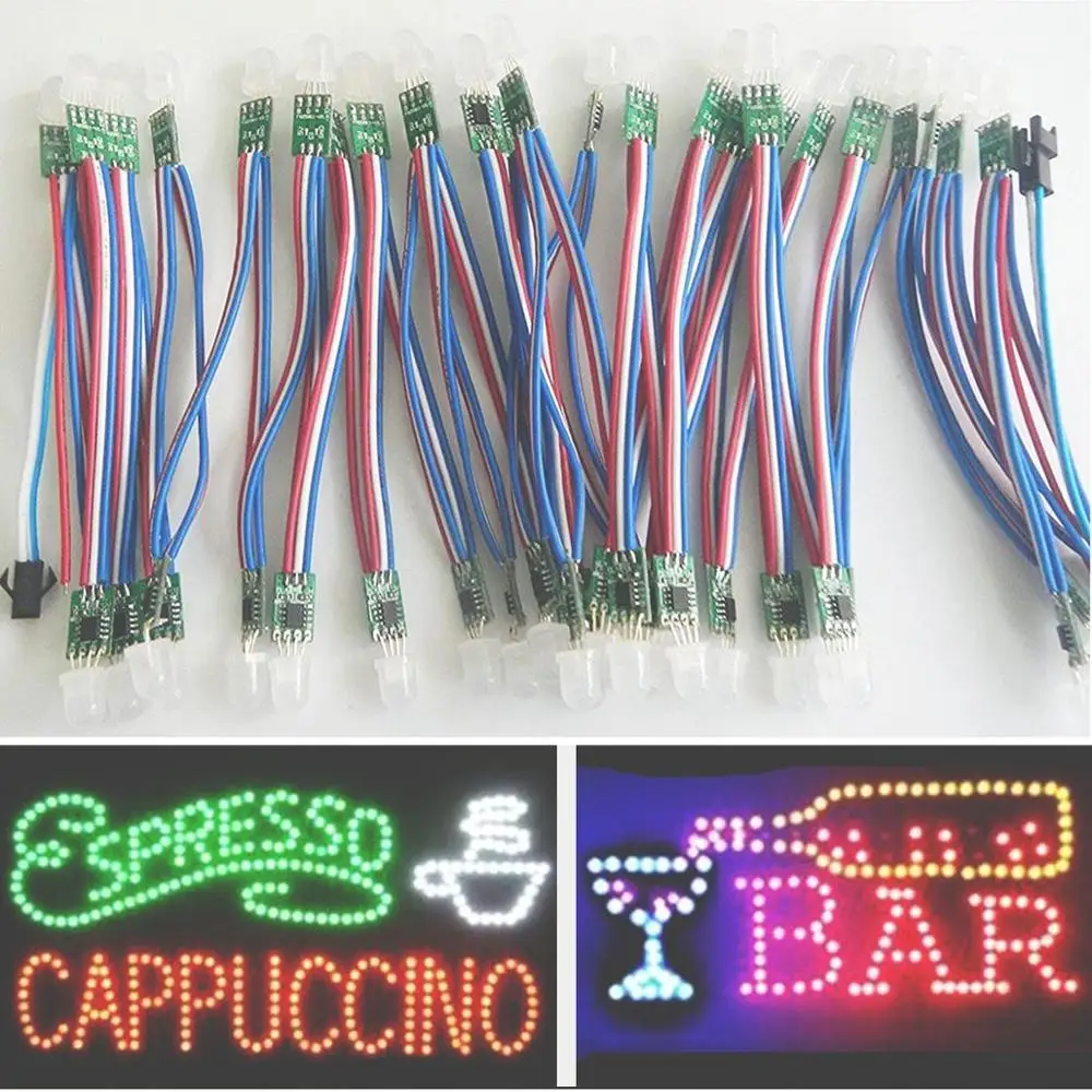 50 шт. WS2811 12 мм пиксели струнный свет индивидуально Addressable RGB полноцветный цифровой